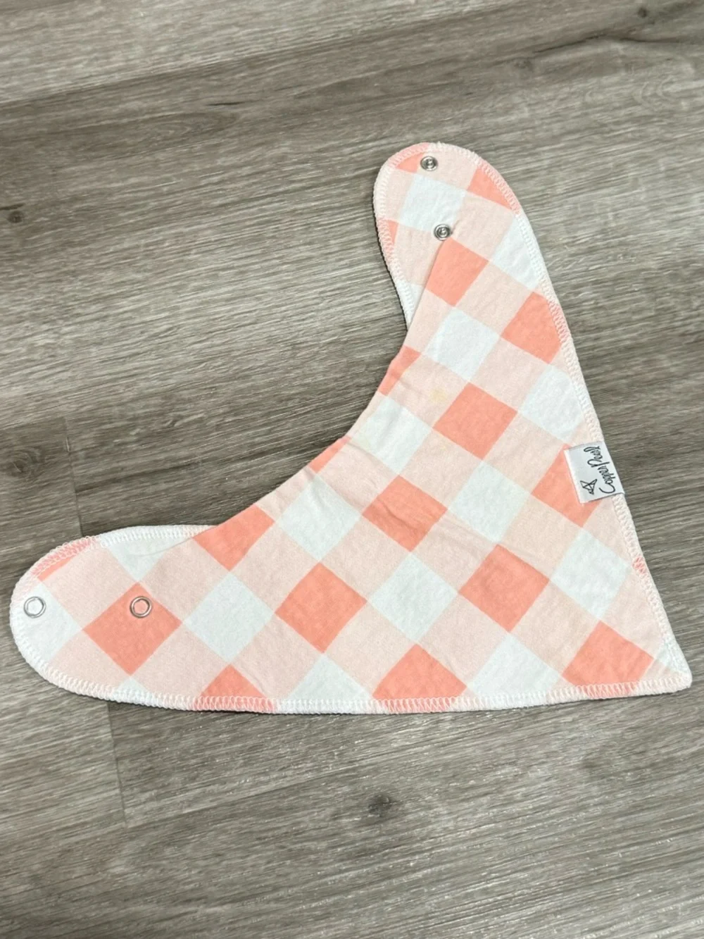 Buffalo Check Bandana Bib in Peach and White - Soft Absorbent Bib